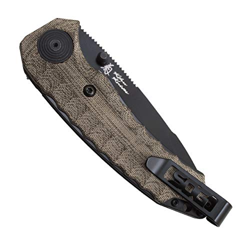 Sog Kiku Assisted Tactical Knife- Spring Assisted Stainless Steel 3.5 Inch Blade With Button Lock, S35Vn Steel And Linen Micarta Handle-Black (Ku-3004) #TOP6