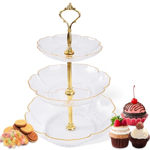 Elegant 3-Tier Clear Acrylic Fruit and Dessert Stand – Multi-Layer Serving Tray for Snacks and Afternoon Tea – Perfect for Home, Wedding, Holiday, Birthday and Tea Party (Transparent)