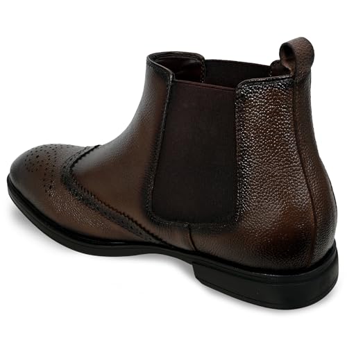 Image of Allen Cooper Men's Black /Tan Leather Chelsea Boots - Stylish Formal & Casual Wear