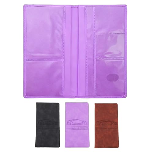 Old-to-new Premium Car Registration and Insurance Card Holder,purple