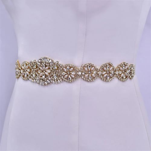 Gold Wedding Belt, Rhinestone Dress Belt, Applique Trim Bridal Wedding Decorative Belt3