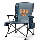 TIMBER RIDGE Oversized Folding Camping Chair High Back Heavy Duty for Adults Support up to 500lbs with Cup Holder, Side Pocket Cooler Bag