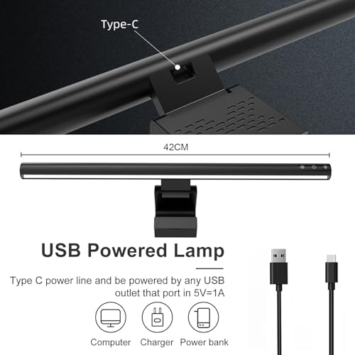 ZOBMIO Monitor Lampe mit Touch Control, Monitor Light Bar USB mit Anti-blaues Licht, Modern Monitor Beleuchtung, PC Monitorlampe Lichtleiste Monitor Licht für Computer Home Office