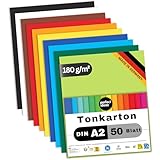 perfect ideaz - 50 Blatt Tonkarton DIN-A2, 10 Farben, Made in Germany, Blauer...