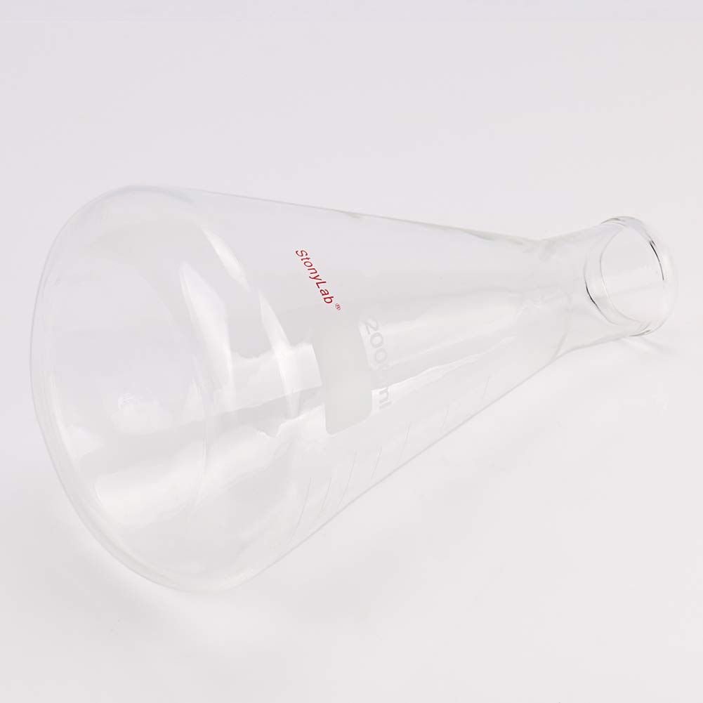 stonylab (2 Pack) 2000 ml Narrow Mouth Erlenmeyer Glass Flasks with Heavy Duty Rim, 2 L (2 Liter)