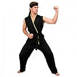 Fashionjoy Men Karate Gi Costume Sleeveless Uniform Halloween Cosplay with Headband Full Set Outfits L