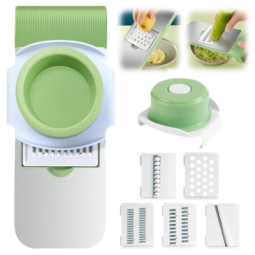 Catálogo de Nicer dicer quick que Puedes Comprar On-line. 41 Cortador de Verduras, Picadora de Verduras con 5 Cuchillas de Acero Inoxidable, Vegetable Chopper Multifuncional, Cortador de Mandolina para Cocina, Verduras y Ensaladas (Verde)