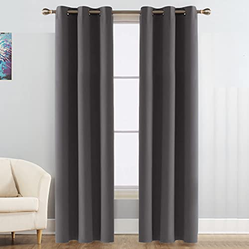 HOME UTSAV 3 Piece Faux Silk 100% Opaque Blackout Curtains for Window 6 Feet, Grey
