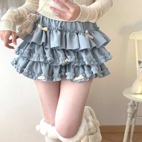 Womens Ruffle Layered Tutu Puffy Skirt Cute Cake Skirts Y2K High Waist Preppy Lolita Skirt Plaid High Waist Skirt3