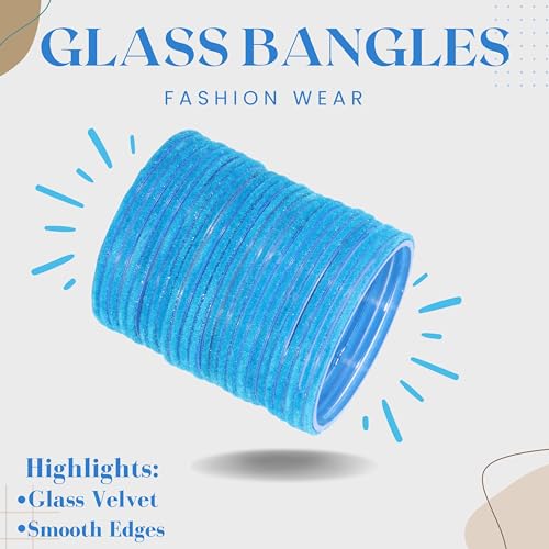 Image of NMII Glass Velvet Bangles Set For Women and Girls | Plain Glass Bangles | Velvet Chudi | Simple Bangles For Women | Stylish Glass Bangles- Set of 24