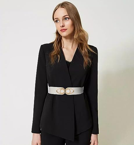 Women's Stretch Belts PU Leather Pair Buckle Elastic Waistband2