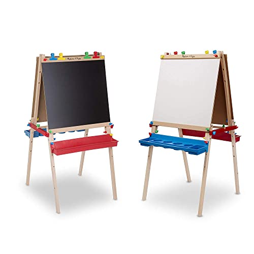 Melissa & Doug Deluxe Standing Art Easel - Dry-Erase Board, Chalkboard, Paper Roller - Image 5