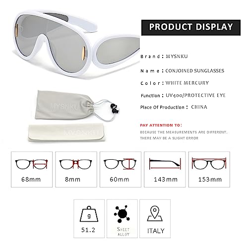 MYSNKU Oversized One Piece Sunglasses Women Men fashion Siamese Lenses Retro Design4