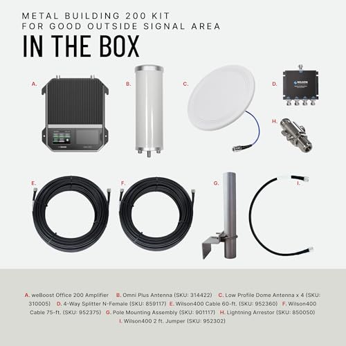 Image of weBoost Metal Building 200 Cell Booster Kit - 10,000 sqft - Omni /LP Dome | 5G /4G LTE | For Urban & Suburban Areas | Buildings with Metal Roofs | Supports All U.S. Carriers | FCC Approved