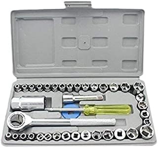 KRIVTEJ 40 in 1 Pcs Tool Kit and Screwdriver and Socket Set Automobile Tool Box Set Socket Wrench Sleeve Suit Hardware Auto Car Repair Tools Socket Wrenches