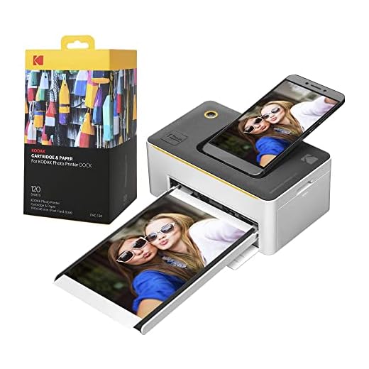 KODAK Impressora fotográfica instantânea portátil Dock Premium 10 x 15 cm (edição 2022) com 130 folhas | Fotos coloridas, 4 passagens e processo de laminação | Compatível com dispositivos