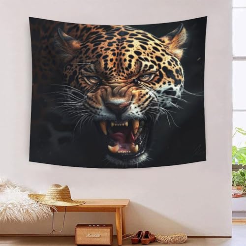 Tapisserie léopard 3D déco murale tissu grand format salon chambre 180x230