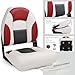 NORTHCAPTAIN Deluxe A Pair of Marine High Back Folding Boat Chair Fishing Boat Seat,for Fishing, Bass/Jon/Pontoon Boat Chairs, 4 Mounting Screws Included,White/Charcoal/Red