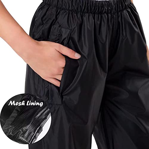 Rain Pants Men, Mens Waterproof Rain Pants With Pockets Lightweight Packable Windproof Outdoor Hiking Black Xl #TOP1