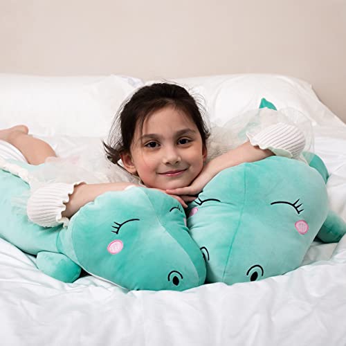Aiuidun Dinosaur Plush Toy Soft Big Dino Stuffed Animals Body Pillow,Cute Long Dinosaur Plush Hugging Pillow Lumbar Back Cushion Toys Doll Gifts for Kids (Green - Image 4