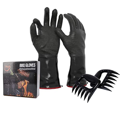 BBQ Gloves 14 Inch 1472℉ Extreme Heat Resistant Grilling Gloves for BBQ , Grill Gloves Heat Proof for Cooking, Oven Gloves Cooking Gloves for Smoker Grill, Waterproof, Fireproof, Oil Resistant…