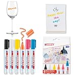 edding 95 glass marker - multi-coloured - 6 glass pens - round nib 1.5-3 mm - washable window marker pen - for writing and marking on glass surfaces, windows, glassboards, whiteboards - dry-wipeable