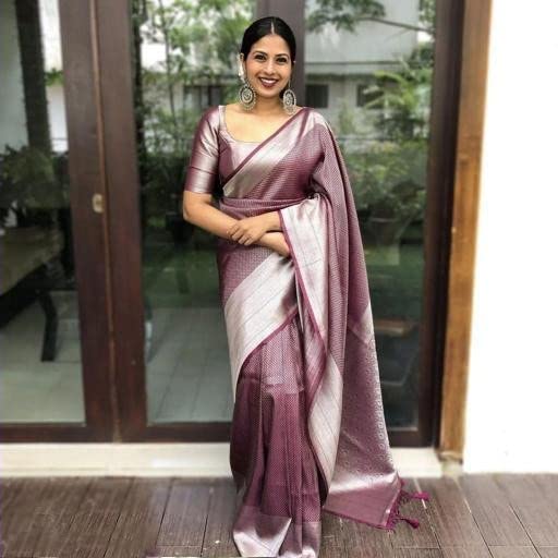Image of ZECVA Women's Art Lichi Indian Traditional Style Silk Saree With Unstitched Blouse Piece