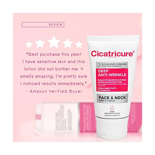 Cicatricure Anti Wrinkle Face & Neck Cream, 3-in-1 Facial Moisturizer with Retinol, Vitamin E & Q Acetyl 10, Hydrating Anti Aging Skin Care, 2.1 Ounces