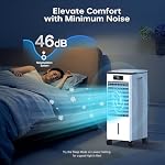 Feculs portatif Air Conditionneurs Pas de Windows nécessaire, 3-IN-1 Refroidisseur de marais, évaporateur Air Plus cool. 4 Modes & 3 Vitesses, 2-Gal Réservoir d'eau pour le refroidissement long, Max 20 FT/S Télécommande, 12 Heures