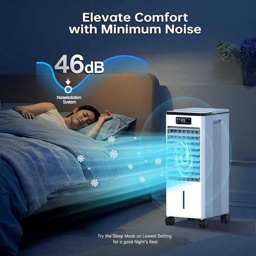 Feculs Portable Air Conditioners No Windows Needed, 3-IN-1 Swamp Cooler, Evaporative Air Cooler, 4 Modes & 3 Speeds, 2-Gal Water Tank for Long Cooling, Max 20 FT/S Remote Control, 12 Hours Timer by Feculs - Image 3