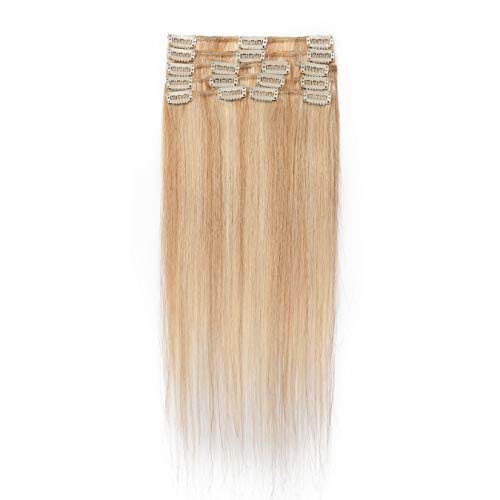 Clip on Extensions Remy Hair 20 inch 70g #18P613 Ash Blonde mix Bleach Blonde
