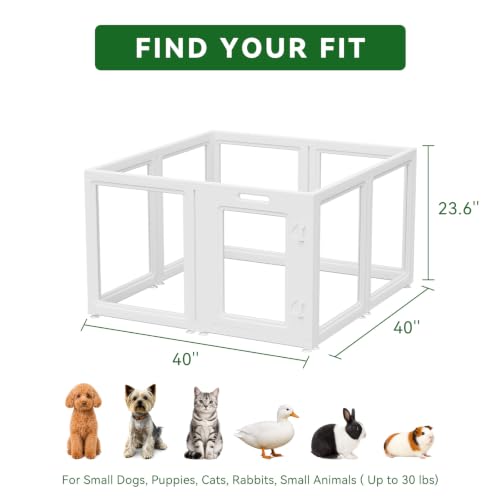 Image of EVERFRONT Clear Acrylic Dog Playpen - Clear Dog Play Pen - Easy Assemble Acrylic Dog Playpen - Puppy Playpen, Cat Playpen, Small Animal Playpen, Dog Play Pen Indoors (24 inch, 8-Pack)