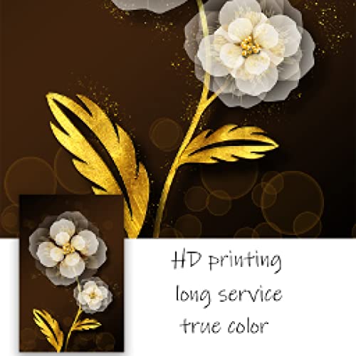 Affiches impressions sur toile abstrait floral de luxe, fleurs d'or salon