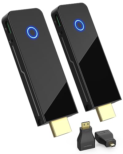 PAKITE Wireless HDMI Transmitter and Receiver, Portable Wireless HDMI Extender Kit, 2.4/5G Dual-WiFi, 1080P, Plug & Play, Streaming Video from Laptop, Camera, Cable Box to HDTV, Projector, Monitor