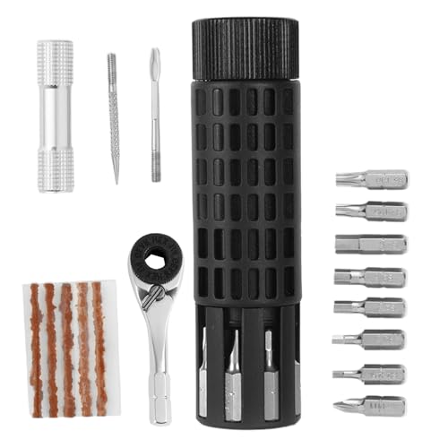 Herramientas para Cambiar Llantas de Bicicleta - Herramienta De Mantenimiento Para Ruedas De Patinete - Mini Kit Reparación Neumáticos con Trinquete Cilíndrico para Bicicleta Gravel Montaña Carretera
