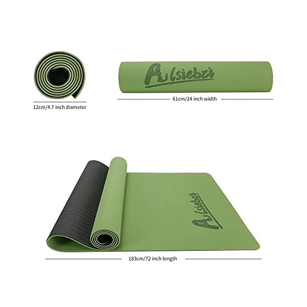 Alsiebzi-Yoga-Mat-6mm-Non-Slip-TPE-Yoga-Mat-with-Carrying-Strap-Eco-Friendly-Fitness-Exercise-Mat-Workout-Mat-for-Yoga-Pilates-and-Floor-Exercises Alsiebzi Yoga Mat, 6mm Non-Slip TPE Yoga Mat with Carrying Strap, Eco Friendly Fitness Exercise Mat, Workout Mat for Yoga, Pilates and Floor Exercises (Green+black)