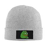 Pepe The Frog Thinking Beanie Hats for Men Women Knit Winter Hat Warm Skull Stocking Cap Gray