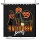 Bovlleetd Kürbis Duschvorhang Halloween Party Badezimmer Dekoration Vorhang Kürbis im Trenchcoat Kunstvorhang Schwarz Holz Hintergrund Badvorhang mit Haken 180x180cm