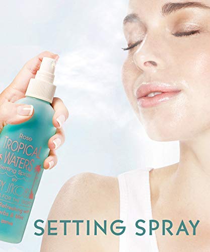 Tropical Waters Rose Water Make Up Setting Spray, Non-irritating, Cooling Spray and Facial Mist, 4oz Long Lasting, Hydrating, Face Mist, Cosmetic Finishing Spray, Hot Flashes (Rose)