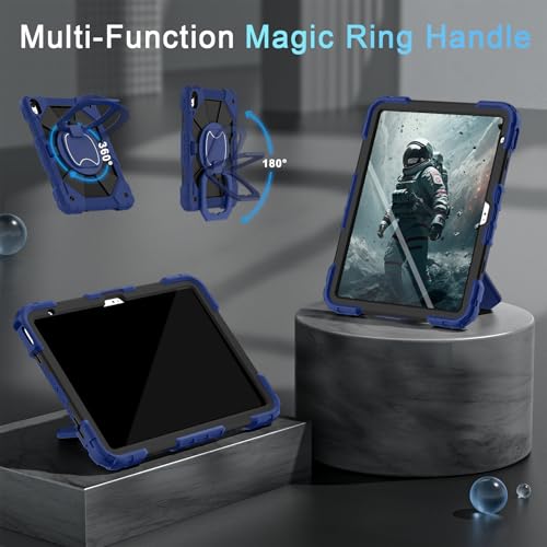 Image of Auizotl Case for iPad (A16) 11th Gen 11 Inch (2025) /iPad 10th Gen 10.9 Inch (2022) with Screen Protector /Rotating Stand /Pencil Holder,Military Grade Shockproof i Pad Case 10th Generation,Navy Black