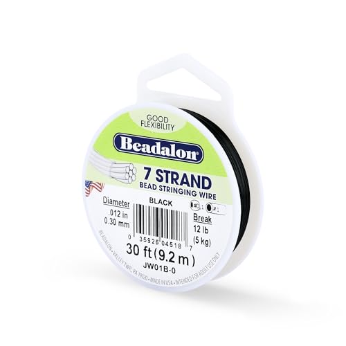 Beadalon 7-Strand Stainless Steel Beading Wire, .012 in / 0.30 mm - Black