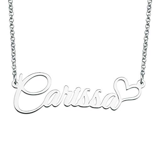 SexyMandala 925 Sterling Silver Personalized Name Necklace Customized Heart Pendant Jewelry Same Day Shipping Gift for Carissa