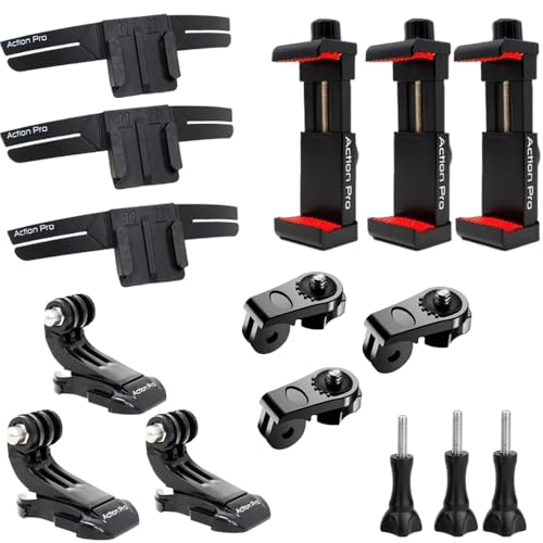 Image of Action Pro Helmet Chin Mount Strap, Compatible with Smartphones & GoPro Hero 13 /12 /11 /10 /9 /8 /7 /6 /5, DJI Osmo, Insta360, SJCAM & Other Action Cameras (Pack of 3)