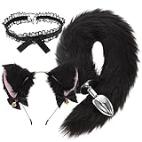 Fox Tail Buttpulg Fox Anime Cosplay Costume for Women Furry Tail Fox Ears and Tail Set Faux Fur Ear Collar for Girl