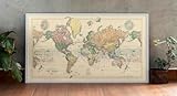 Historic Map - Map of The World, 1900, Vintage Wall Art - 36in x 19in