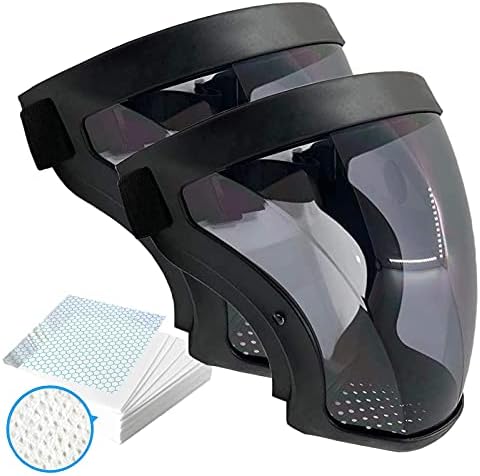 EdiNoeL Transpaernt Face Shields, PPE Full Plastic Faceshields Guard Anti Fog Reusable For Protection, HD Safety Protective Clear Mask Essential Protection for Adult (2pcs PET + 60PCS Filter cottons)