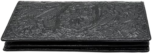 Easyoulife Womens Ladies Genuine Leather Wallet Long Embossing Bifold Wallet Clutch Purse (Black)3