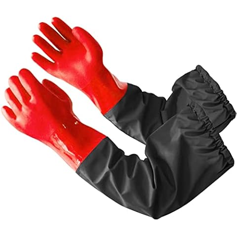 Eiito Guantes de estanque impermeables de goma hasta el codo para hombres Cover