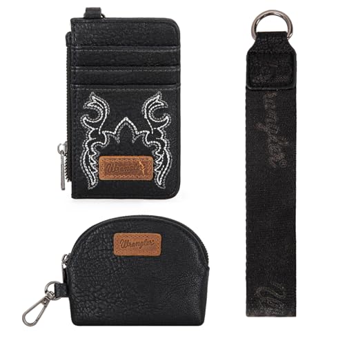 Image of Wrangler Keychain Wristlet Wallets for Women Western Dual Pouch Wristlet Credit Card Holder Wallet