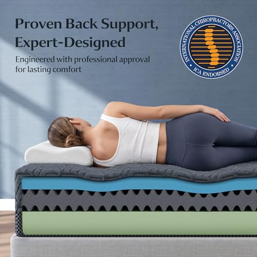 Image of Yaak 14 Inch King Size Memory Foam Mattress, Cooling Gel Made in USA, Grey | Medium firm, back pain relief, motion isolation, breathable, CertiPUR-US, Oeko-Tex, fiberglass free